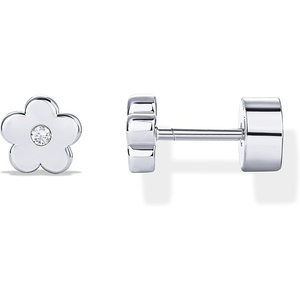 PAVOI 14K Gold Plated Dainty Flat Back Earrings for Women – Hypoallergenic Sterling Silver Posts Helix Cartilage Piercing Jewelry – Emoji Motif Bow Celestial Flatback Gold Stud Earrings Screw Back(Flower)