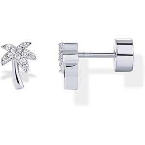 PAVOI 14K Gold Plated Dainty Flat Back Earrings for Women – Hypoallergenic Sterling Silver Posts Helix Cartilage Piercing Jewelry – Emoji Motif Bow Celestial Flatback Gold Stud Earrings Screw Back(Palm Tree)