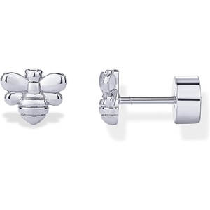 PAVOI 14K Gold Plated Dainty Flat Back Earrings for Women – Hypoallergenic Sterling Silver Posts Helix Cartilage Piercing Jewelry – Emoji Motif Bow Celestial Flatback Gold Stud Earrings Screw Back(Bumble Bee)