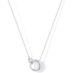 PAVOI 14K Gold Plated Dainty Interlock Pendant Necklace for Women | Circle Link Pendant Necklaces(White Gold)