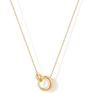 PAVOI 14K Gold Plated Dainty Interlock Pendant Necklace for Women | Circle Link Pendant Necklaces(Yellow Gold)