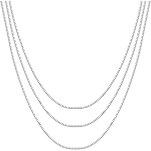 PAVOI 14K Gold Plated Dainty Layering Necklaces for Women | Snake Chain, Curb Link, Paperclip Layered Chains | Trendy Layering Necklace(White Gold)