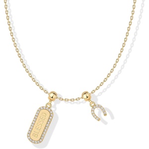 PAVOI 14K Gold Plated Dainty Necklace with Charms Set – Hypoallergenic Adjustable Chain Gold Charm Necklace for Women – Small Motif & Mantra 2 and 3-Pack Removable Pendants – Cute Jewelry Gifts(Yellow Gold)