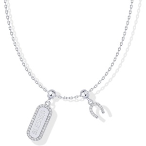 PAVOI 14K Gold Plated Dainty Necklace with Charms Set – Hypoallergenic Adjustable Chain Gold Charm Necklace for Women – Small Motif & Mantra 2 and 3-Pack Removable Pendants – Cute Jewelry Gifts(White Gold)
