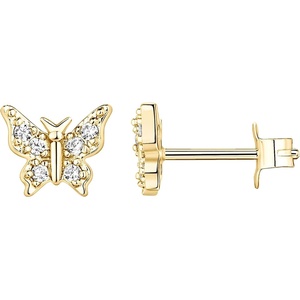 PAVOI 14K Gold Plated Dainty Stud Earrings for Women – 925 Sterling Silver Posts Earrings with Cubic Zirconia – Celestial Lightning Bolt, Moon, Star, and Flower Gold Jewelry Gifts(Yellow Gold)