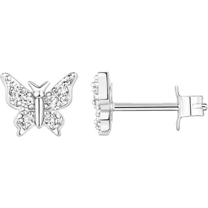 PAVOI 14K Gold Plated Dainty Stud Earrings for Women – 925 Sterling Silver Posts Earrings with Cubic Zirconia – Celestial Lightning Bolt, Moon, Star, and Flower Gold Jewelry Gifts(White Gold)