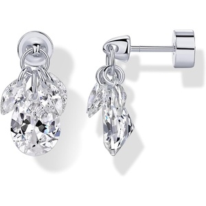 PAVOI 14K Gold Plated Dangle Flat Back Earrings for Women | Helix and Cartilage Pearl Cluster Triangle Lotus Pear Marquise Cubic Zirconia Screw Back Earring Pair(Pear & Marquise)