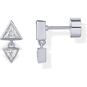 PAVOI 14K Gold Plated Dangle Flat Back Earrings for Women | Helix and Cartilage Pearl Cluster Triangle Lotus Pear Marquise Cubic Zirconia Screw Back Earring Pair(Triangle)