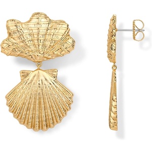 PAVOI 14K Gold Plated Dangle Sea Shell Earrings for Women – Statement Seashell Drop Dangle Earrings – Trendy Coastal Summer Beach Jewelry(Yellow Gold)