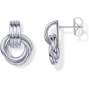 PAVOI 14K Gold Plated Door Knocker Statement Earrings for Women – Chunky Gold Earrings for Women – Trendy Mixed Metals Bold Knot Drop Dangle Jewelry(White Gold)