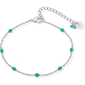PAVOI 14K Gold Plated Enamel Beaded Bracelets for Women – Colorful Dainty Bead Bracelet – Boho Festival Black, Green, Pink, Turquoise, White Jewelry Gifts(Turquoise)