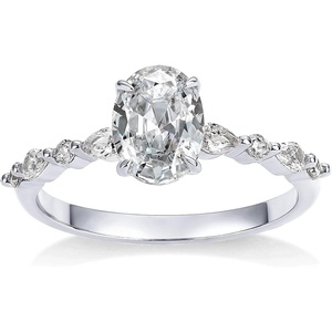 PAVOI 14K Gold Plated Engagement Ring for Women – Cubic Zirconia Wedding Band for Women – Oval Women’s Engagement Ring(White Gold)