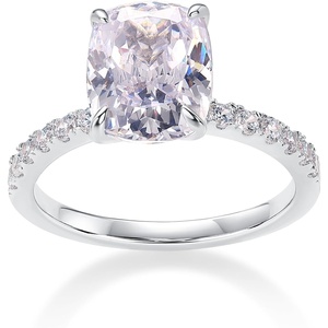 PAVOI 14K Gold Plated Engagement Rings for Women | Promise Wedding Band | 1.50CT – 3CT Cushion Cut Round Oval Cubic Zirconia Engagement Ring(White Gold)