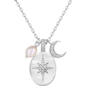 PAVOI 14K Gold Plated Engraved Coin Pendant Necklaces for Women | Byzantine Coin Pendants | Bohemian Necklace(White Gold)