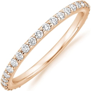 PAVOI 14K Gold Plated Eternity Ring | Stackable Cubic Zirconia Gold Band Ring | Dainty Diamond-Inspired Womens Wedding Jewelry(Rose Gold)