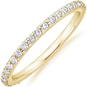 PAVOI 14K Gold Plated Eternity Ring | Stackable Cubic Zirconia Gold Band Ring | Dainty Diamond-Inspired Womens Wedding Jewelry(Yellow Gold)