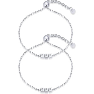 PAVOI 14K Gold Plated Friendship Matching Adjustable Bracelets for Women | Gold Best Friends Bracelet Set | BFF ILYSM Bracelet Pack(BFF)