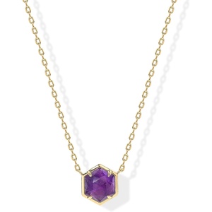 PAVOI 14K Gold Plated Gemstone Pendant Necklace | Dainty Chain Necklaces for Women | Amethyst, Onyx, Green Fluorite, Labradorite, Pearl, Rose Quartz, Agate, Sodalite, Turquoise Gemstone Pendants(Yellow Gold)