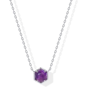PAVOI 14K Gold Plated Gemstone Pendant Necklace | Dainty Chain Necklaces for Women | Amethyst, Onyx, Green Fluorite, Labradorite, Pearl, Rose Quartz, Agate, Sodalite, Turquoise Gemstone Pendants(White Gold)