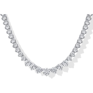 PAVOI 14K Gold Plated Graduated Tennis Necklaces for Women – Cubic Zirconia Tennis Necklace for Brides & Bridesmaids – Simulated Diamond Chain Trendy Wedding Jewelry(White Gold)