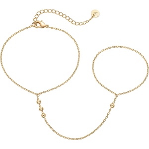 PAVOI 14K Gold Plated Hand Chains for Women – Adjustable Hand Chain Bracelet and Ring – Trendy Gold Handchain Bracelet Stack Summer Jewelry – Beads, Pearl, and Cubic Zirconia Body Jewelry(Yellow Gold)