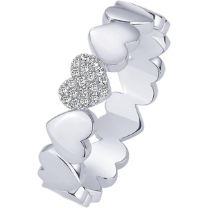 PAVOI 14K Gold Plated Heart Stackable Rings for Women | Love Valentines Statement Chunky Signet Ring Band | Friendship Rings(White Gold)