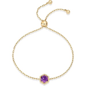 PAVOI 14K Gold Plated Hexagon Gemstone Bracelet for Women | Natural Birthstone Bracelet(Yellow Gold)