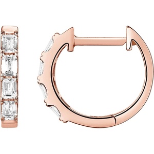 PAVOI 14K Gold Plated Huggie Earrings for Women – Gold Earrings Hoops with Heart Shaped Cubic Zirconia – Hypoallergenic Cartilage Trendy Fashion Huggie Hoop – Dainty Romantic Everyday Jewelry(Rose Gold)