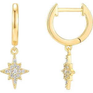 PAVOI 14K Gold Plated Huggie Hoop Earrings with Charms for Women – 925 Sterling Silver Posts Dainty Motif Huggie Hoop Dangle Earrings – Lightweight Dangle Drop Jewelry with Cubic Zirconia(Vermeil – Yellow)