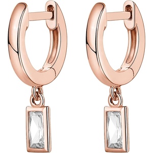 PAVOI 14K Gold Plated Huggie Hoop Earrings with Charms for Women – 925 Sterling Silver Posts Dainty Motif Huggie Hoop Dangle Earrings – Lightweight Dangle Drop Jewelry with Cubic Zirconia(Rose Gold)