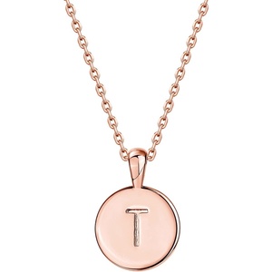 PAVOI 14K Gold Plated Initial Letter Pendant Necklace for Women | Gold Alphabetical Initial Necklace(- T)