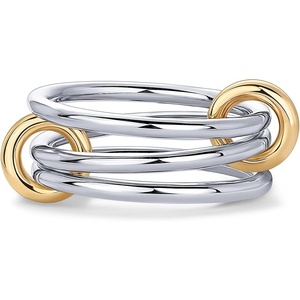 PAVOI 14K Gold Plated Interlocked Stackable Rings for Women – Statement Mixed Metals Multi Ring Stack – Cubic Zirconia Connected Bands Stacking Jewelry(Plain – White Gold)
