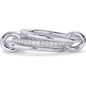 PAVOI 14K Gold Plated Interlocked Stackable Rings for Women – Statement Mixed Metals Multi Ring Stack – Cubic Zirconia Connected Bands Stacking Jewelry(Thin Bands & CZ -White Gold)