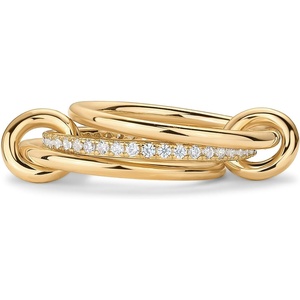 PAVOI 14K Gold Plated Interlocked Stackable Rings for Women – Statement Mixed Metals Multi Ring Stack – Cubic Zirconia Connected Bands Stacking Jewelry(Thin Bands & CZ -Yellow Gold)
