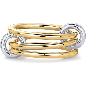 PAVOI 14K Gold Plated Interlocked Stackable Rings for Women – Statement Mixed Metals Multi Ring Stack – Two-Toned Stacking Bands(Yellow Gold)
