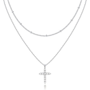 PAVOI 14K Gold Plated Layering Necklaces | Stylish Minimalist Design Pendant Necklaces | Butterfly, Heart, Lock, Evil Eye, Coin, Lightning Bolt, Circle, Cross Pendants for Women – Valentines Day Trendy Jewelry(White Gold)