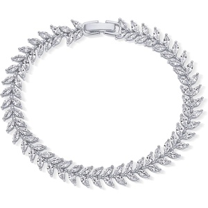 PAVOI 14K Gold Plated Marquise Cut Tennis Bracelet for Women – Cubic Zirconia Gold Tennis Bracelets for Women – Delicate Marquise CZ Bridal Jewelry for Wedding(White Gold)