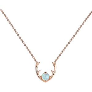 PAVOI 14K Gold Plated Opal Pendant Necklaces for Women | Created Opal Cubic Zirconia Dainty Necklace | Butterfly Round Triangle Antler Bar Pendants(Rose Gold)