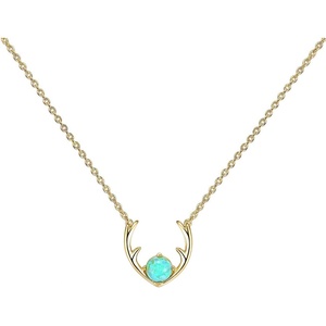PAVOI 14K Gold Plated Opal Pendant Necklaces for Women | Created Opal Cubic Zirconia Dainty Necklace | Butterfly Round Triangle Antler Bar Pendants(Yellow Gold)