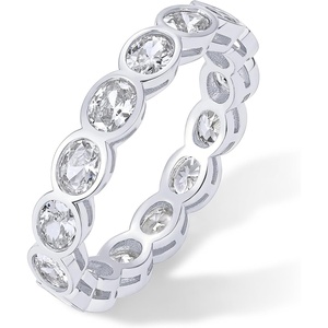 PAVOI 14K Gold Plated Oval Eternity Band for Women – Oval Cubic Zirconia Rings for Women – Stackable Wedding Band for Brides – Promise Eternity Ring Jewelry Gifts(White Gold)