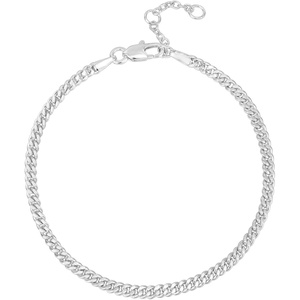 PAVOI 14K Gold Plated Paperclip/Curb/Figaro Chain Adjustable Bracelet for Women(White Gold)