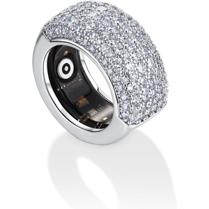 PAVOI 14K Gold Plated Pave Smart Ring Cover Compatible with Oura Ring Gen 4(White Gold)