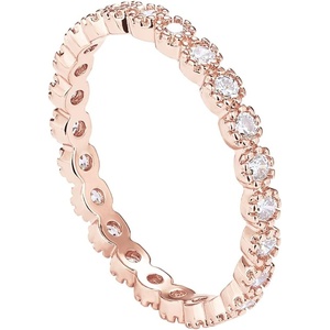 PAVOI 14K Gold Plated Rings Cubic Zirconia Band | Marquise Milgrain Eternity Bands | Gold Rings for Women(Rose Gold)