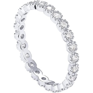 PAVOI 14K Gold Plated Rings Cubic Zirconia Band | Marquise Milgrain Eternity Bands | Gold Rings for Women(White Gold)