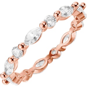 PAVOI 14K Gold Plated Rings Cubic Zirconia Love – 2.5mm Stackable Rings for Women(Rose Gold)