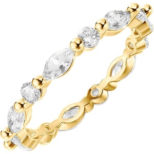 PAVOI 14K Gold Plated Rings Cubic Zirconia Love – 2.5mm Stackable Rings for Women(Yellow Gold)