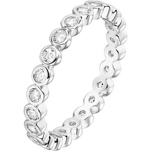 PAVOI 14K Gold Plated Rings with Cubic Zirconia – 2.8mm Stackable for Women – Gold Love Ring(White Gold)