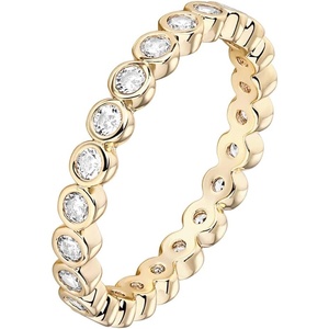 PAVOI 14K Gold Plated Rings with Cubic Zirconia – 2.8mm Stackable for Women – Gold Love Ring(Yellow Gold)