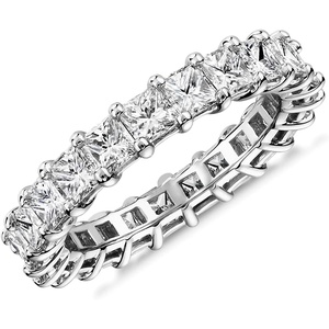 PAVOI 14K Gold Plated Rings with Cubic Zirconia Love and Stackable 3mm Princess Cut Rings for Women(White Gold)