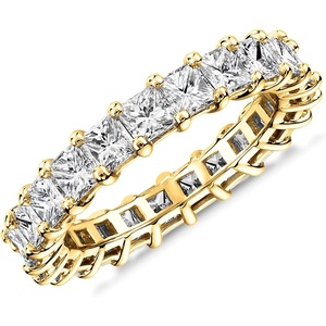 PAVOI 14K Gold Plated Rings with Cubic Zirconia Love and Stackable 3mm Princess Cut Rings for Women(Yellow Gold)